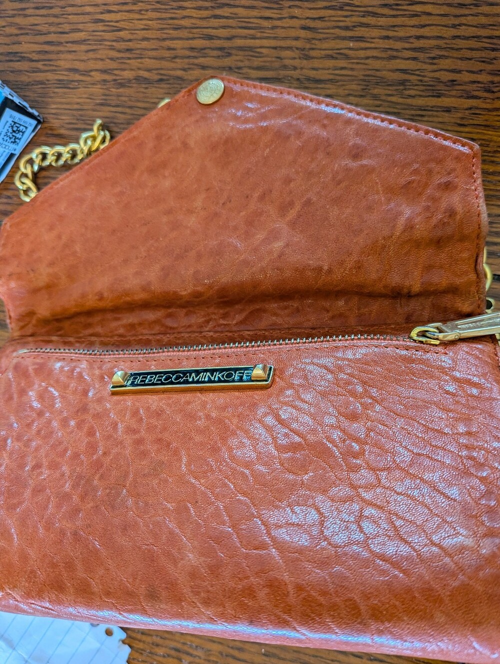 Rebecca Minkoff Mini MAC Crossbody – Rare Orange Ostrich Embossed Leather - Picture 9 of 15